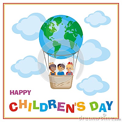 Happy childrens day banner Vector Illustration